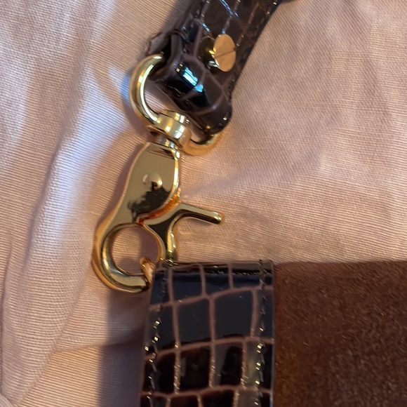 Suede chocolate brown  Tory Burch bag with removable straps - Picture 3 of 9